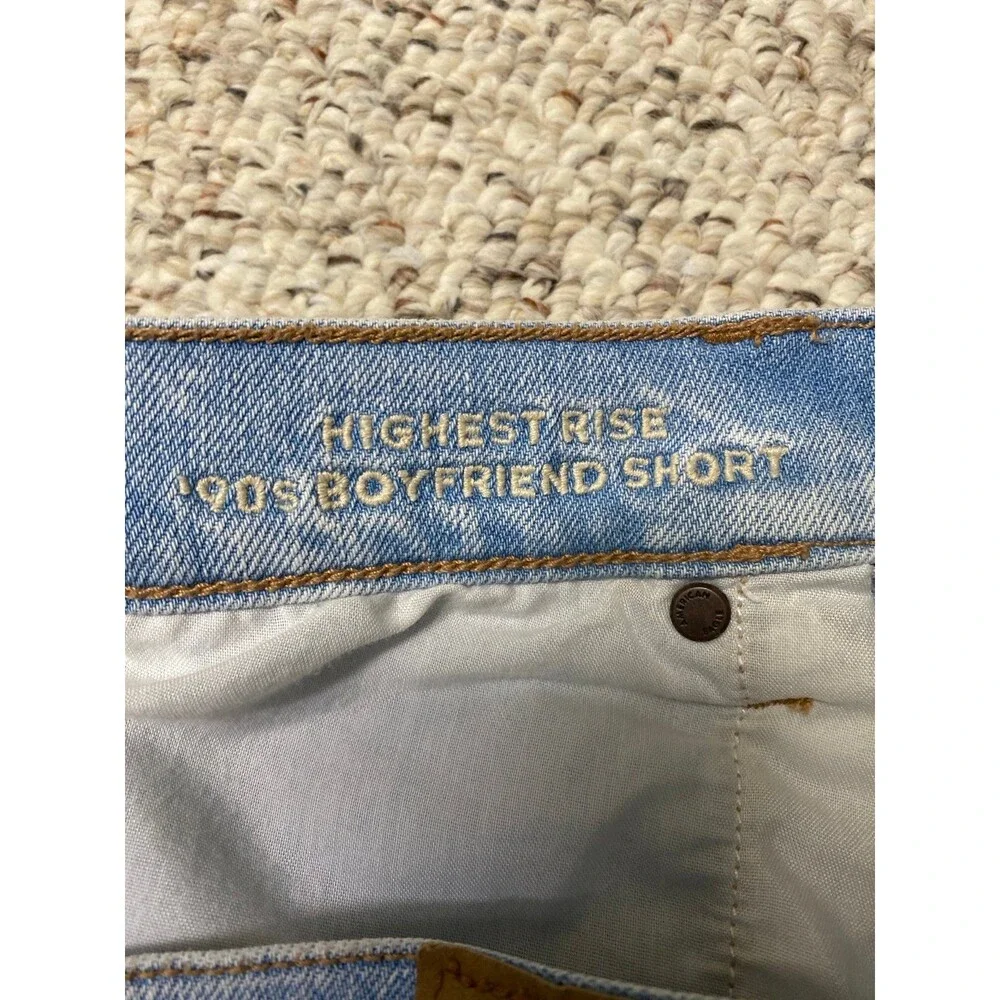 12 American Eagle Highest Rise 90s Boyfriend Short Distressed Raw Him Light Wash - Picture 5 of 6